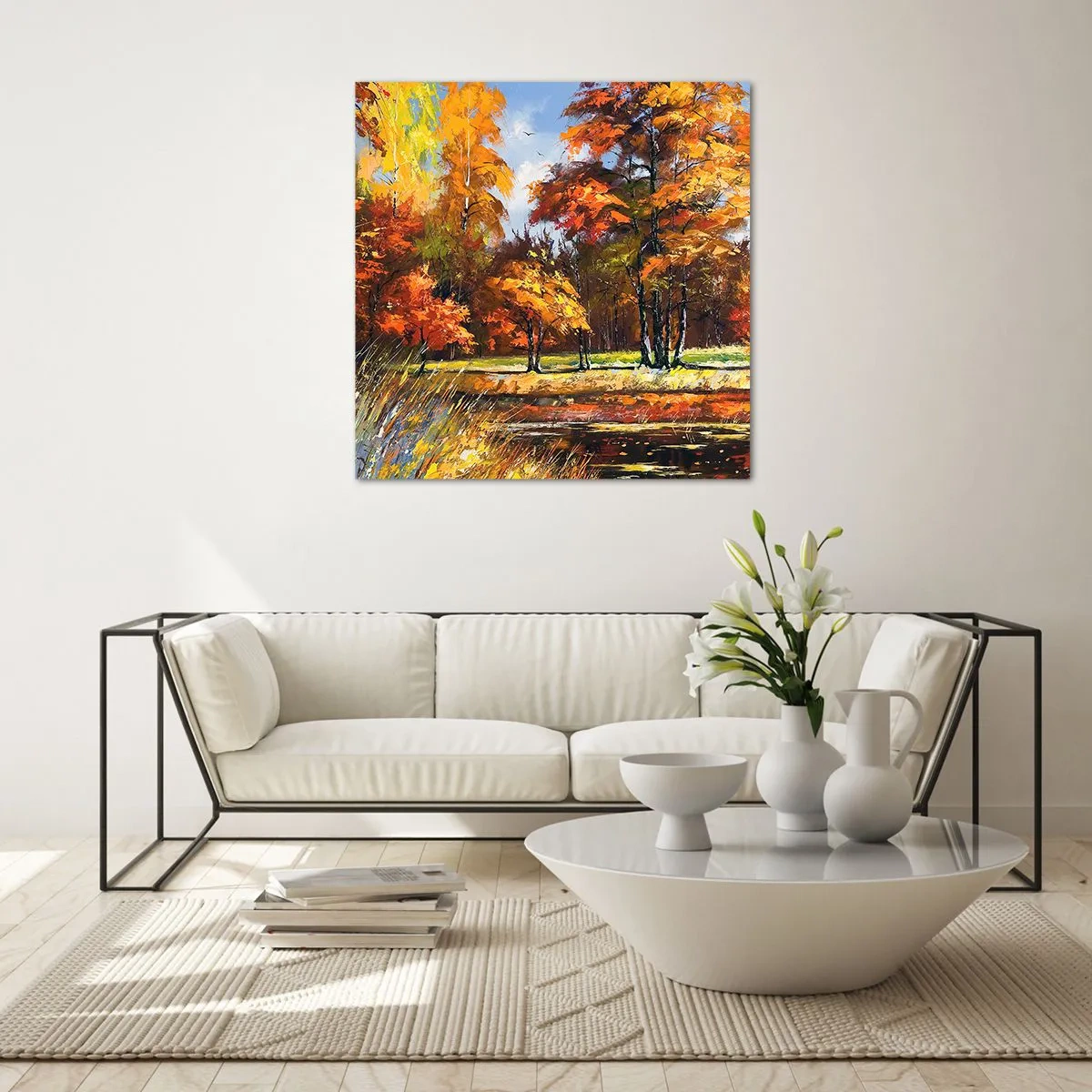 Glasbild - Bild auf glas - Landschaft in Gold und Bronze - 30x30 cm