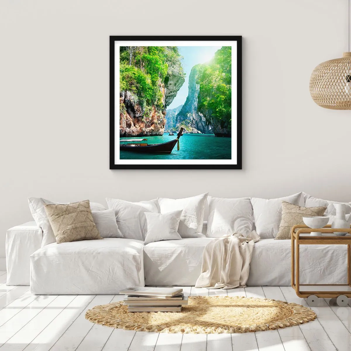 Poster in einem schwarzem Rahmen - Eine Einladung zu einer exotischen Reise - 40x40 cm