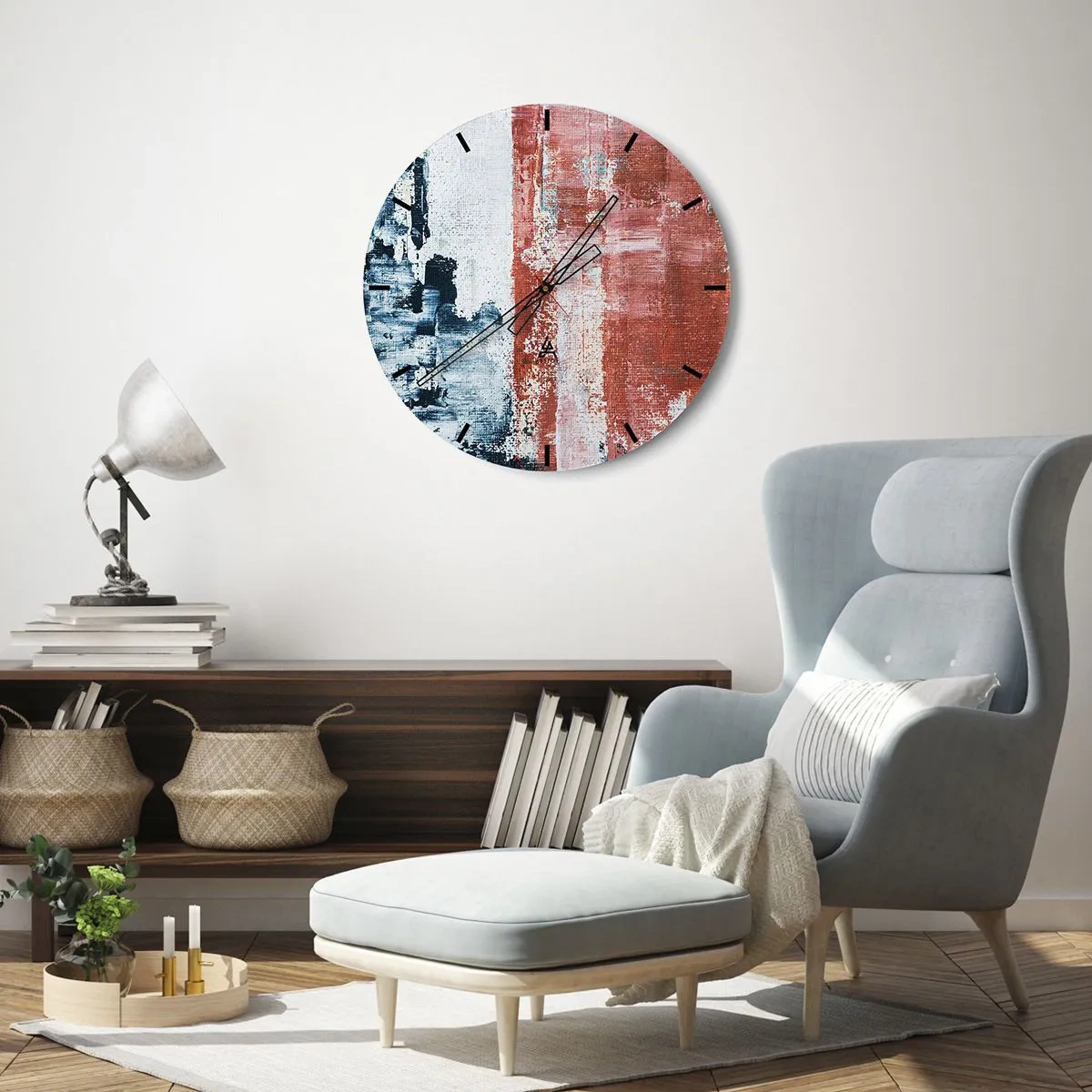 Wanduhr - Glasuhr - Fünfzig-Fünfzig abstrakt - 40x40 cm