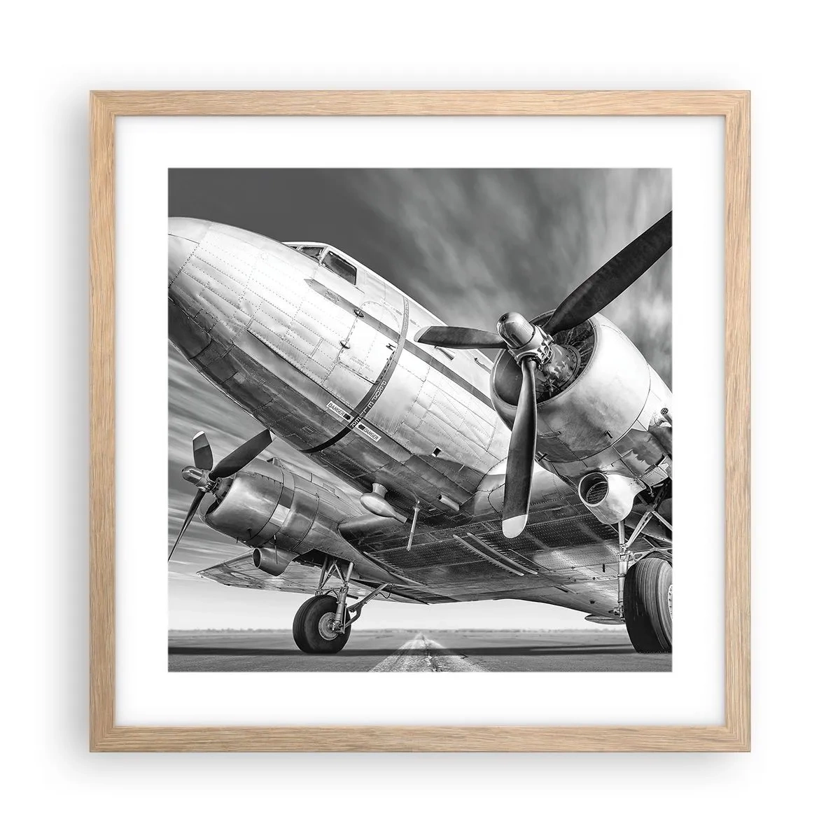 Poster in einem Rahmen aus heller Eiche - Immer flugbereit - 40x40 cm