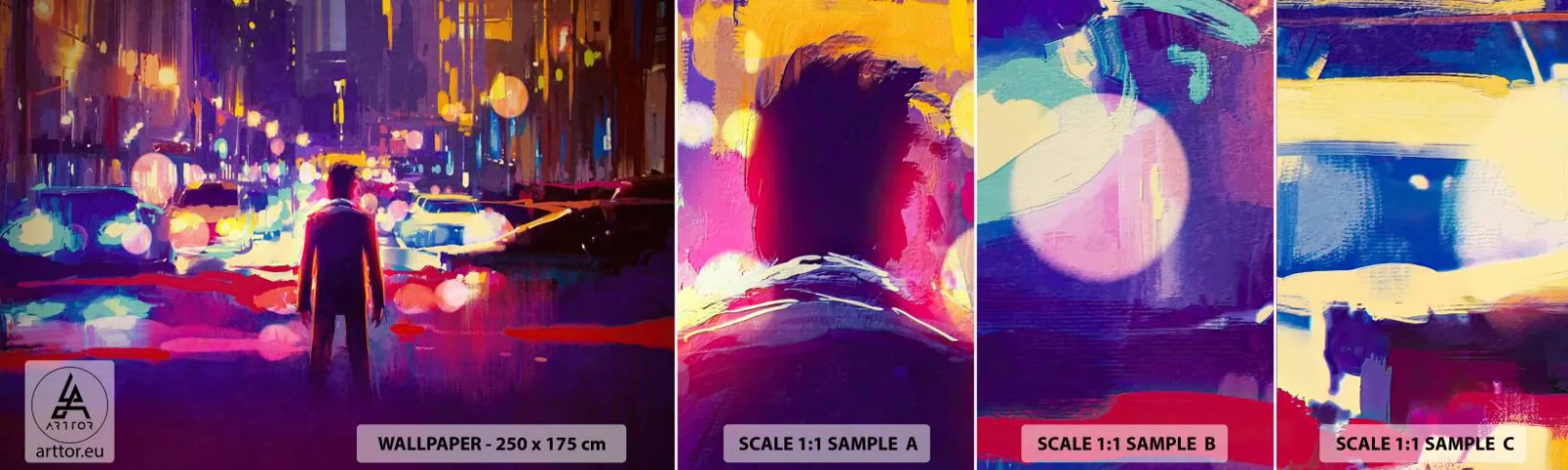 Fototapeten Muster Selbstklebend Deluxe Sticker - Eingetaucht in das Licht - Stadt, Mann, New York - 100x30 cm