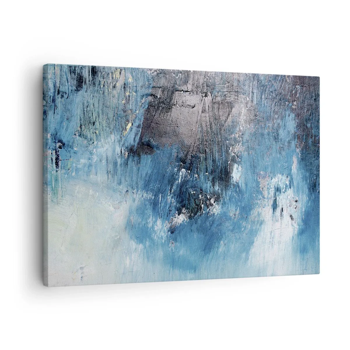 Bild auf Leinwand - Leinwandbild - Abstrakte Pinselstriche in Blautönen - 70x50cm - Rhapsodie in Blau - Moderne Wanddekoration für Wohnzimmer und Schlafzimmer ARTTOR