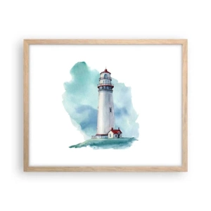 Poster in einem Rahmen aus heller Eiche - Sanfte Schwester vom Blau - 50x40 cm