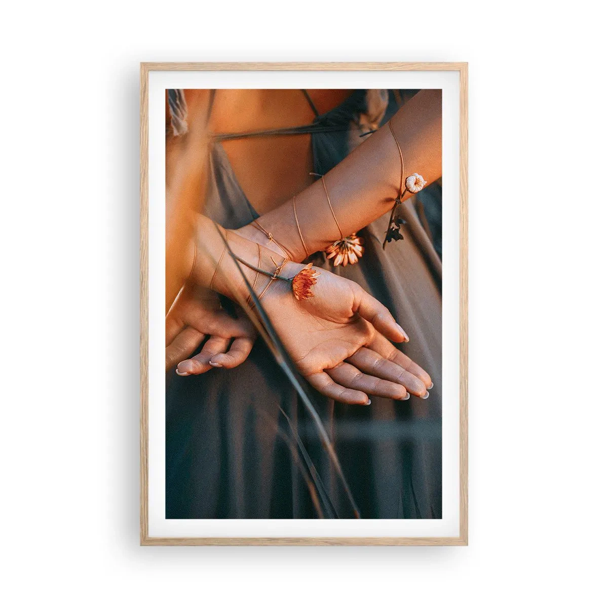 Poster in einem Rahmen aus heller Eiche - Verbunden mit der Natur - 61x91 cm