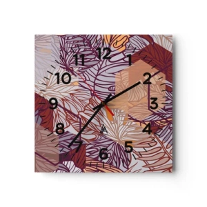 Wanduhr - Glasuhr - Unmögliche Beziehung zwischen Geometrie und Natur - 30x30 cm