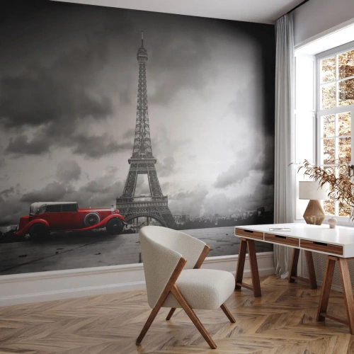 Fototapete Premium Canvas - Vor nicht allzu langer Zeit in Paris - Automobil, Eiffelturm, Paris - 500x350 cm