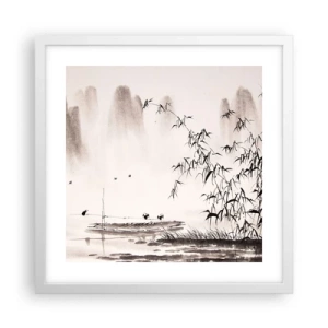 Poster in einem weißen Rahmen - Die Stille der Reisfelder - 40x40 cm