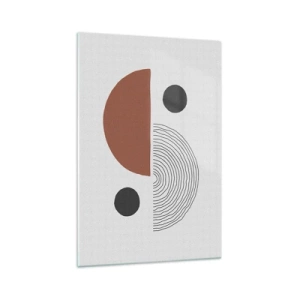 Glasbild - Bild auf glas - Geometrische Formen in Braun- und Schwarztönen - 70x100cm - Perfektion des Rades - Moderne Wanddekoration für Wohnzimmer und Schlafzimmer ARTTOR