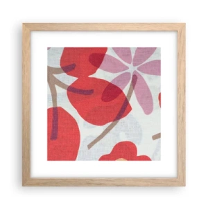 Poster in einem Rahmen aus heller Eiche - Blumenarrangement in Rosa - 30x30 cm