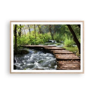 Poster in einem Rahmen aus heller Eiche - Über der schaumigen Kaskade - 100x70 cm