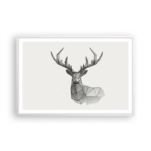 Poster in einem weißen Rahmen - Ein Hirsch im kubistischen Stil - 91x61 cm