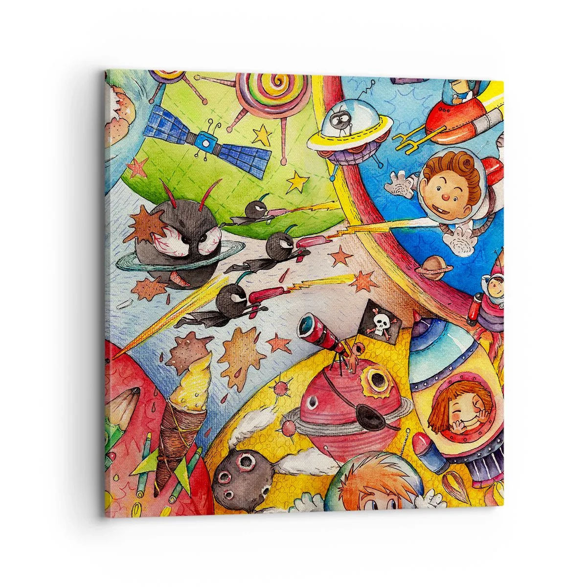 Bild auf Leinwand - Leinwandbild - Tolles Weltraumabenteuer - 70x70 cm