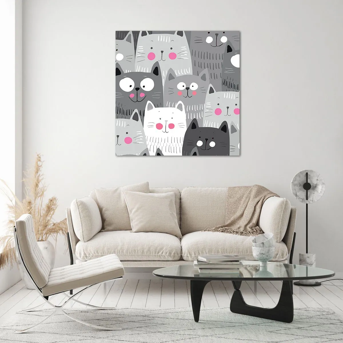 Glasbild - Bild auf glas - Katzenwelt - 70x70 cm