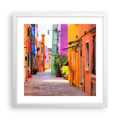 Poster in einem weißen Rahmen - Regenbogengasse - 40x40 cm