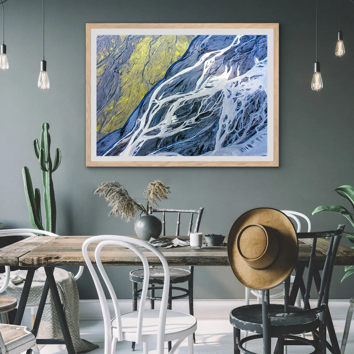 Poster in einem Rahmen aus heller Eiche - Felsmalereien der Natur - 91x61 cm