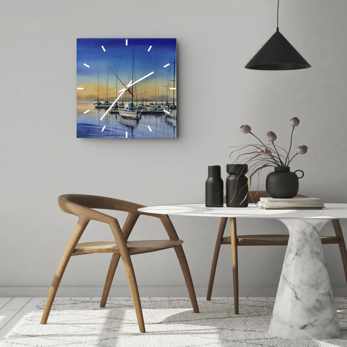 Wanduhr - Glasuhr - Ende eines guten Tages - 30x30 cm