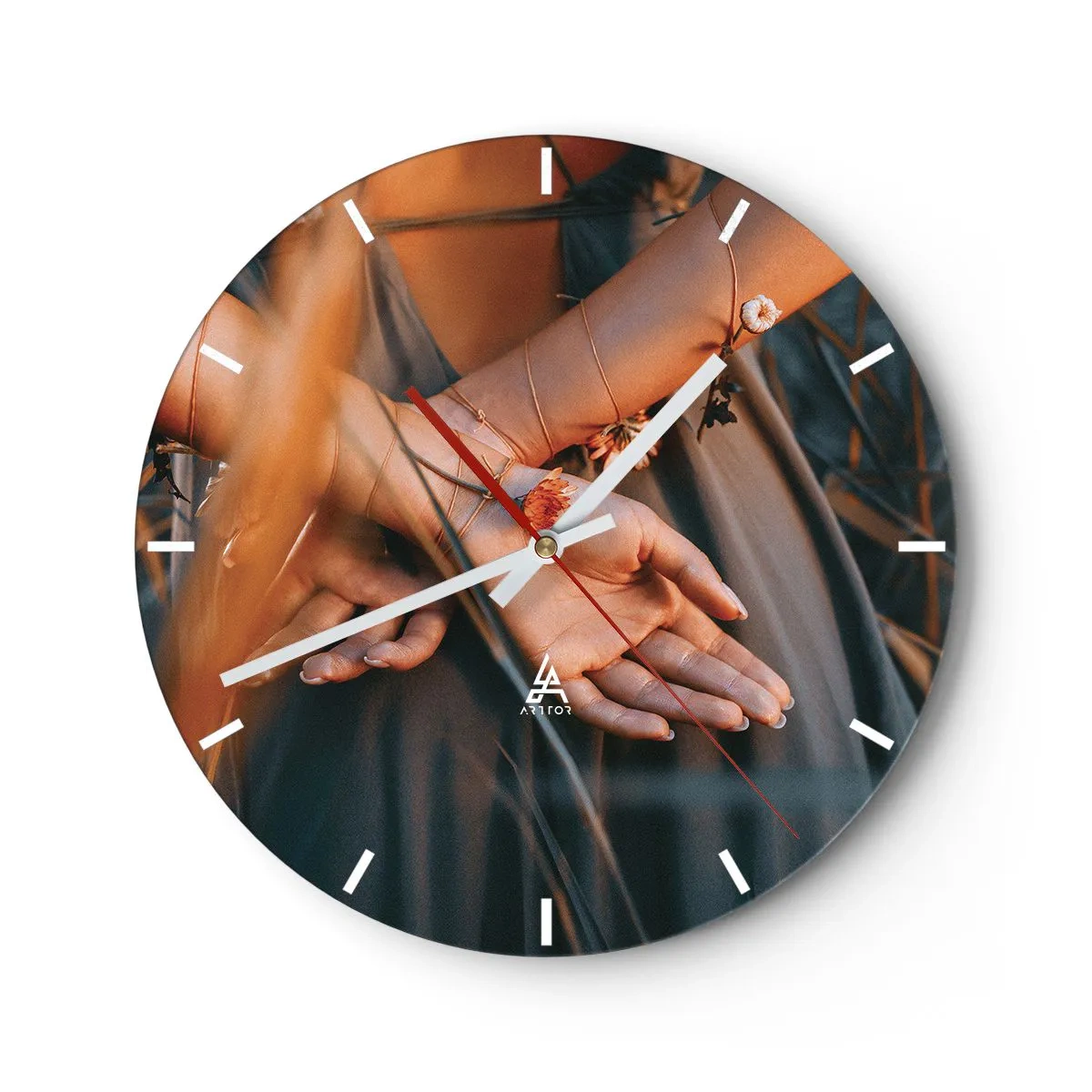 Wanduhr - Glasuhr - Verbunden mit der Natur - 40x40 cm