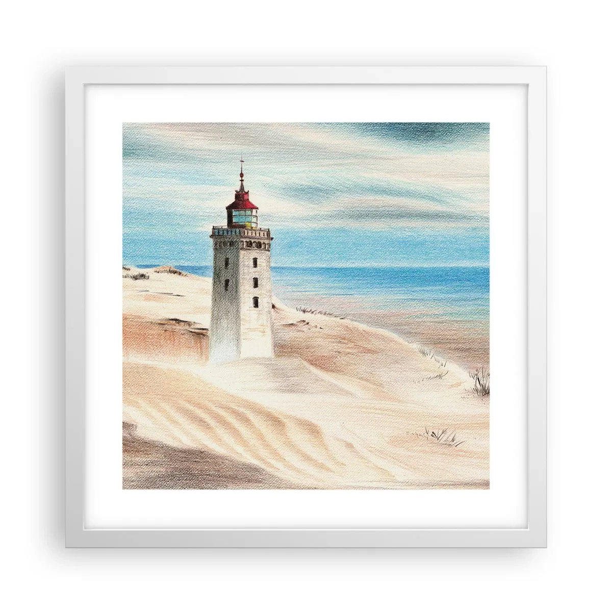 Poster in einem weißen Rahmen - Immer aufs Meer starrend - 40x40 cm