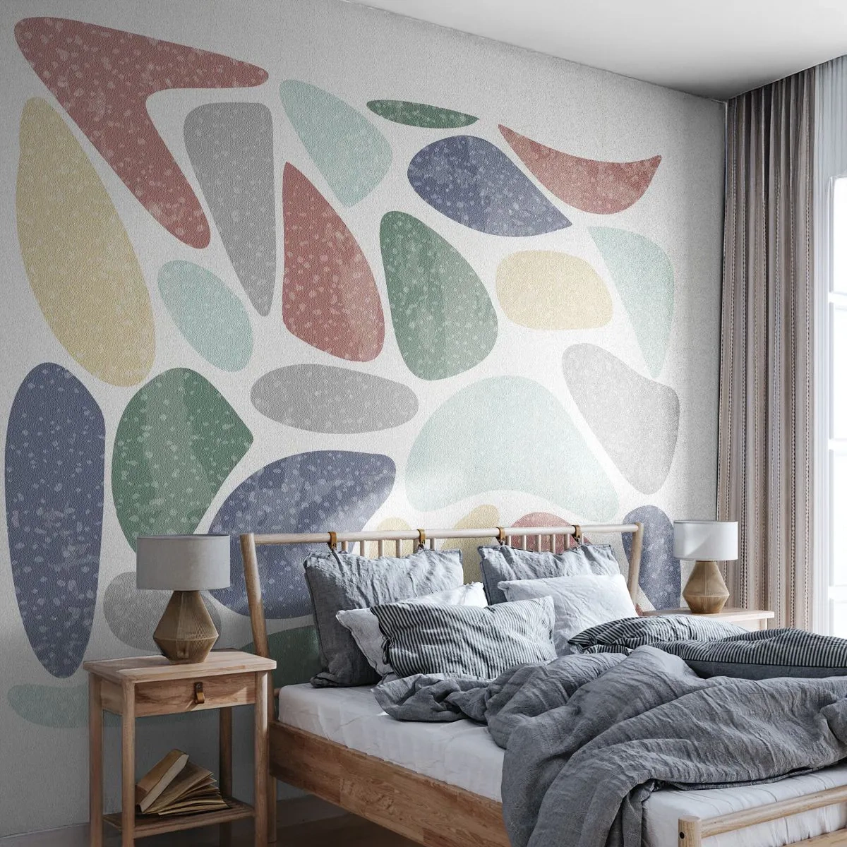 Fototapete Standard Eco - Mosaik aus pulverförmigen Farben - Minimalismus, Pastell, Boho - 350x256 cm