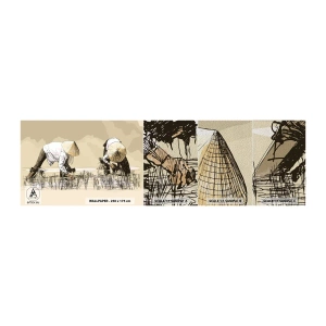 Fototapeten Muster Premium Sand - Erfolgreiche Ernte - Asien, Reisplantage, Reisfeld - 100x30 cm