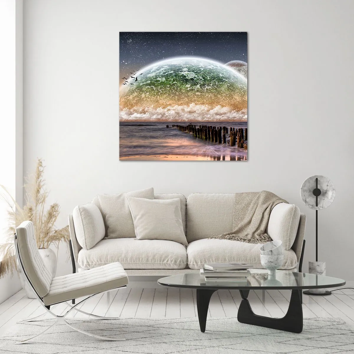 Glasbild - Bild auf glas - Und die Welt tauchte aus dem Wasser auf - 70x70 cm