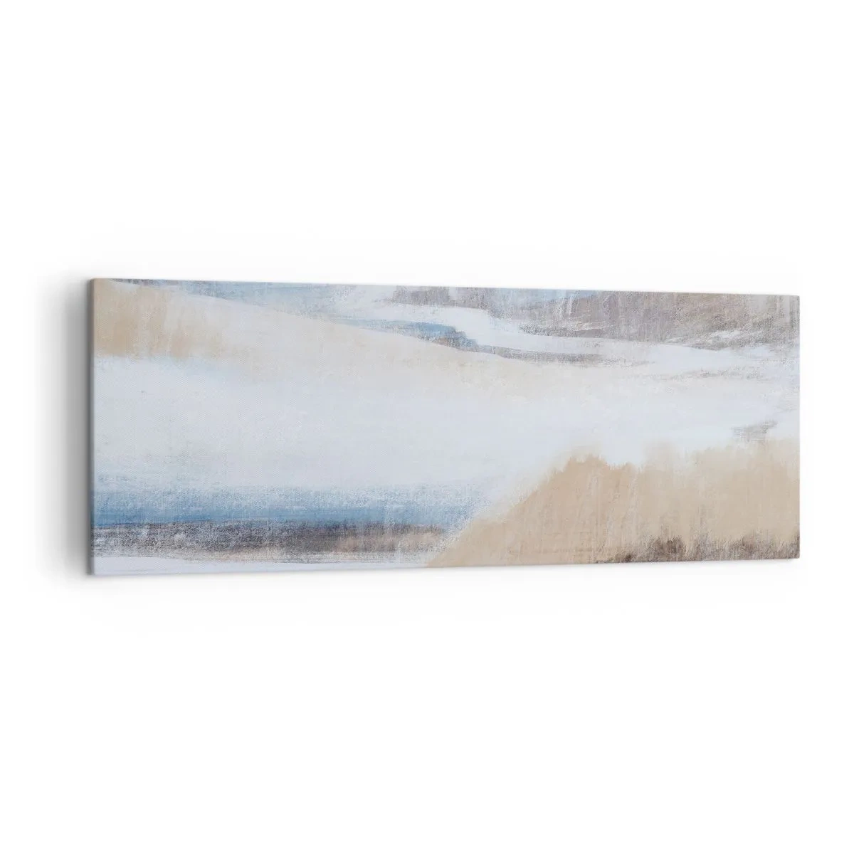 Bild auf Leinwand - Leinwandbild - Abstrakte Winterlandschaft in Weiß- und Blautönen - 140x50cm - Winterkomposition - Moderne Wanddekoration für Wohnzimmer und Schlafzimmer ARTTOR