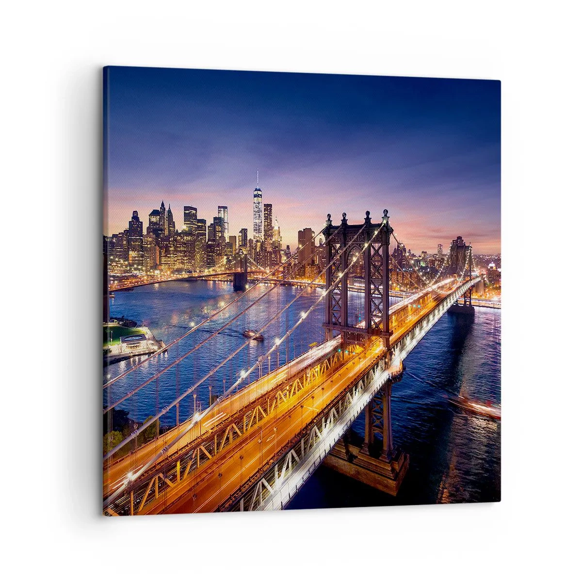 Bild auf Leinwand - Leinwandbild - Eine leuchtende Brücke zum Herzen der Stadt - 50x50 cm