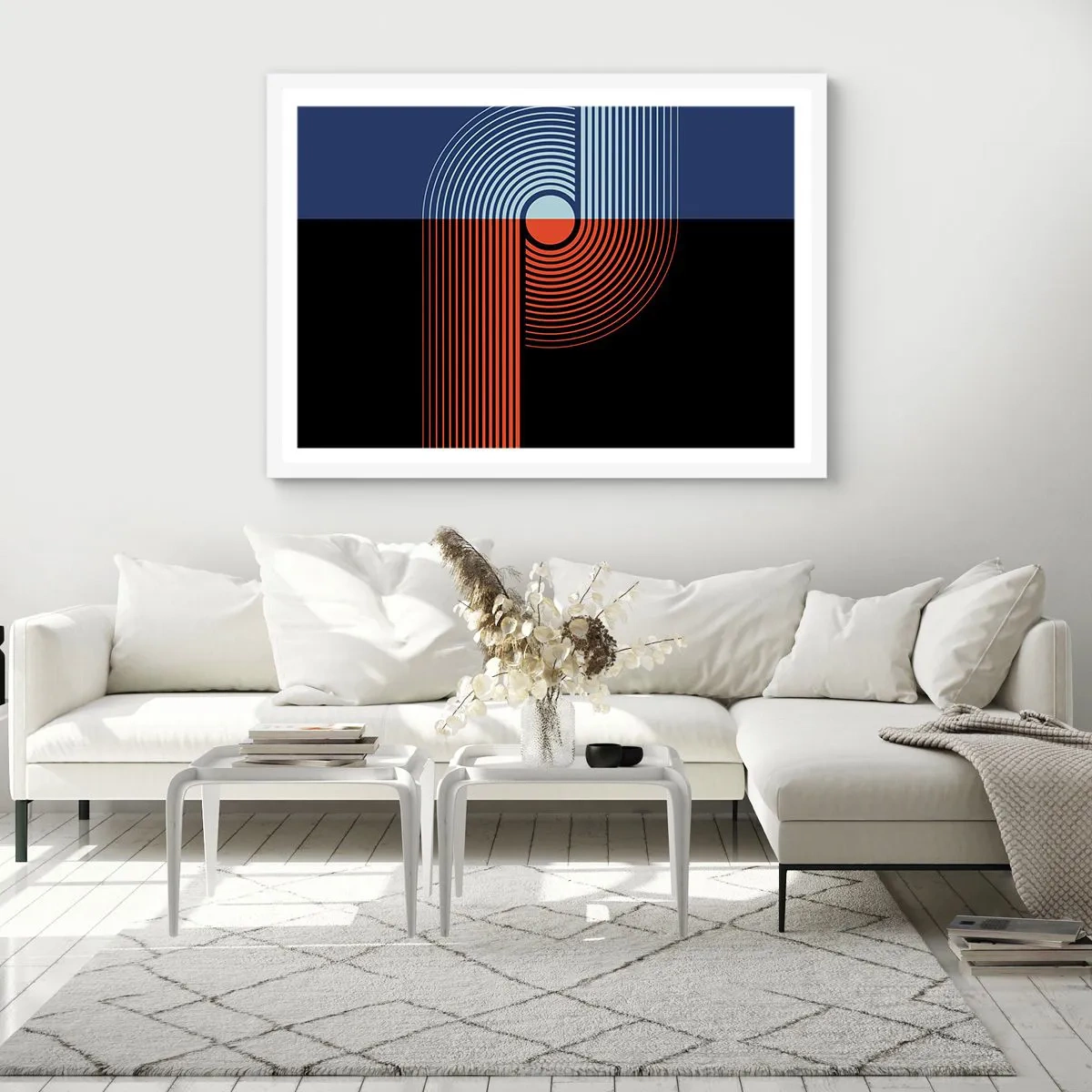 Poster in einem weißen Rahmen - In einer geometrischen Umarmung - 40x30 cm