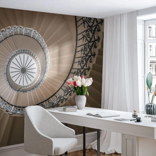 Fototapete Premium Canvas - Im Inneren der Muschel - Treppe, Lockig, Ornament - 300x210 cm