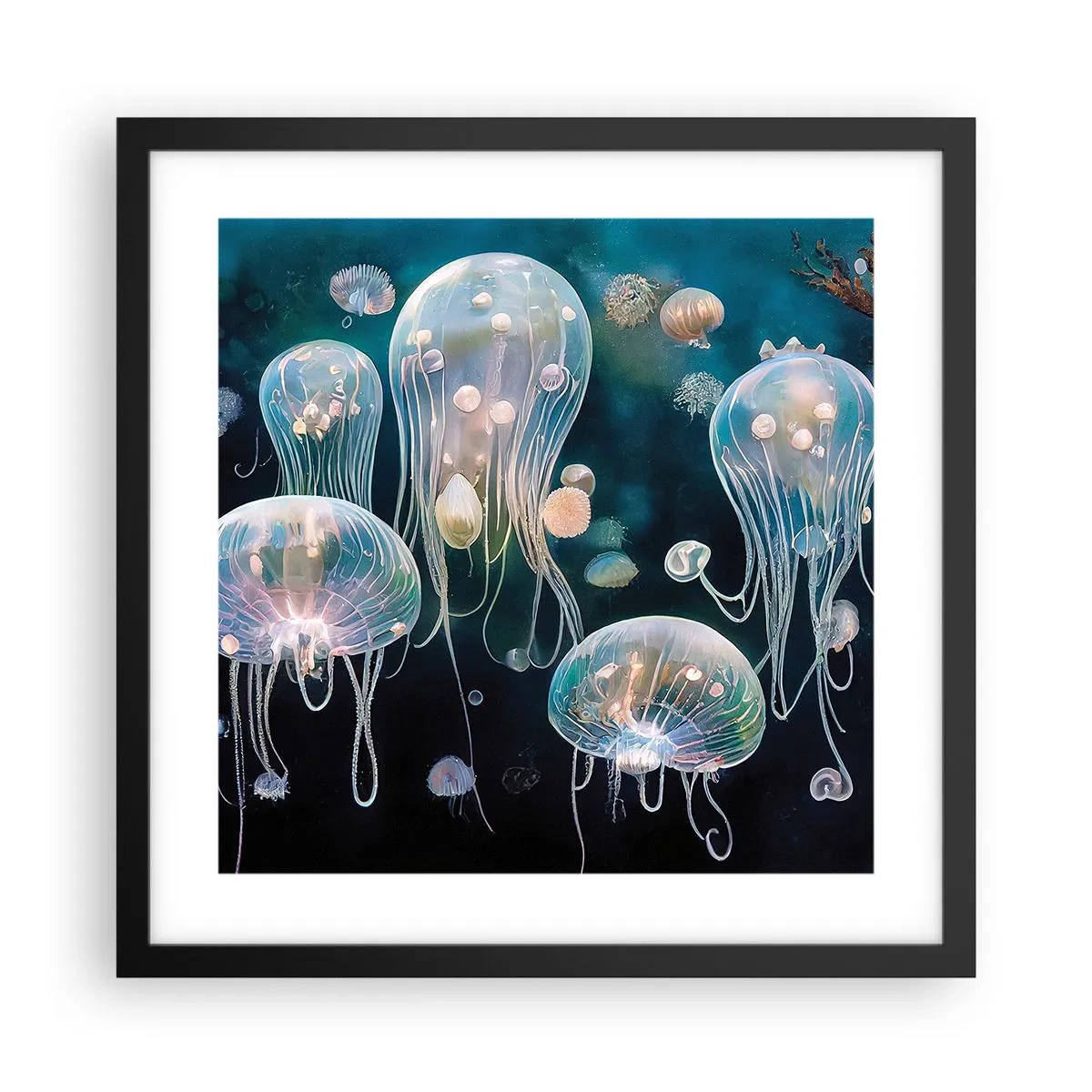 Poster in einem schwarzem Rahmen - Unterwasserball - 40x40 cm