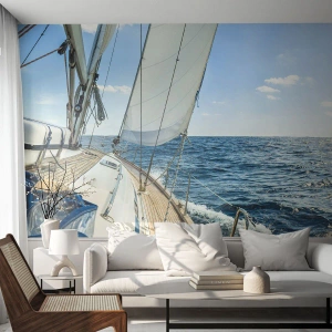 Selbstklebende Fototapete Deluxe Sticker - Ahoi, Abenteuer - Yacht, Meer, Segeln - 500x350 cm