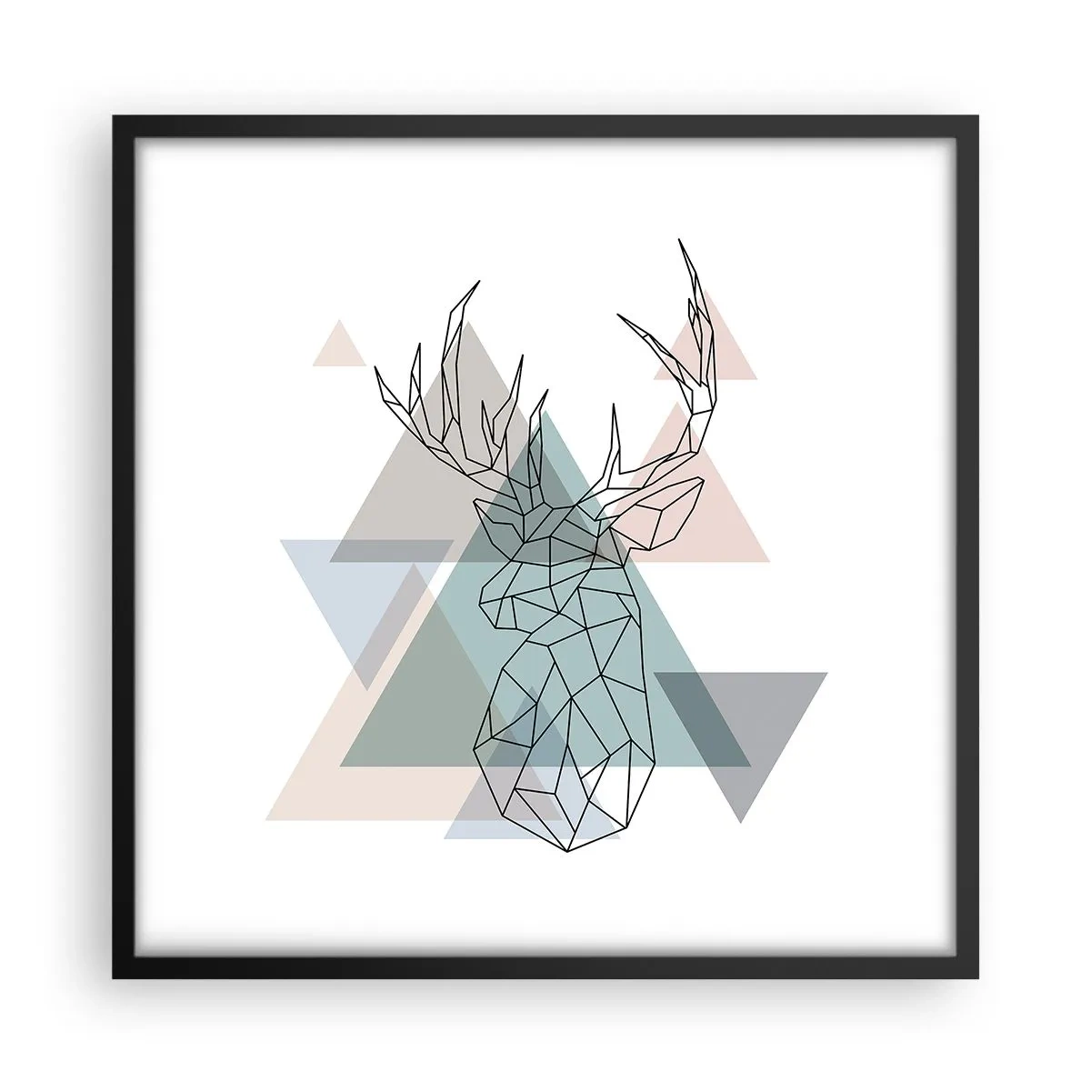 Poster in einem schwarzem Rahmen - In einem geometrischen Wald - 50x50 cm