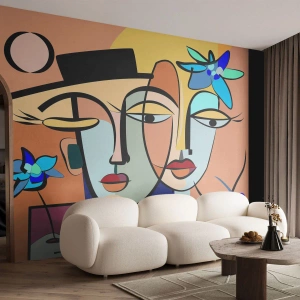 Selbstklebende Fototapete Deluxe Sticker - Picassos randez vous - Gesichter, Modern, Kubismus - 300x210 cm