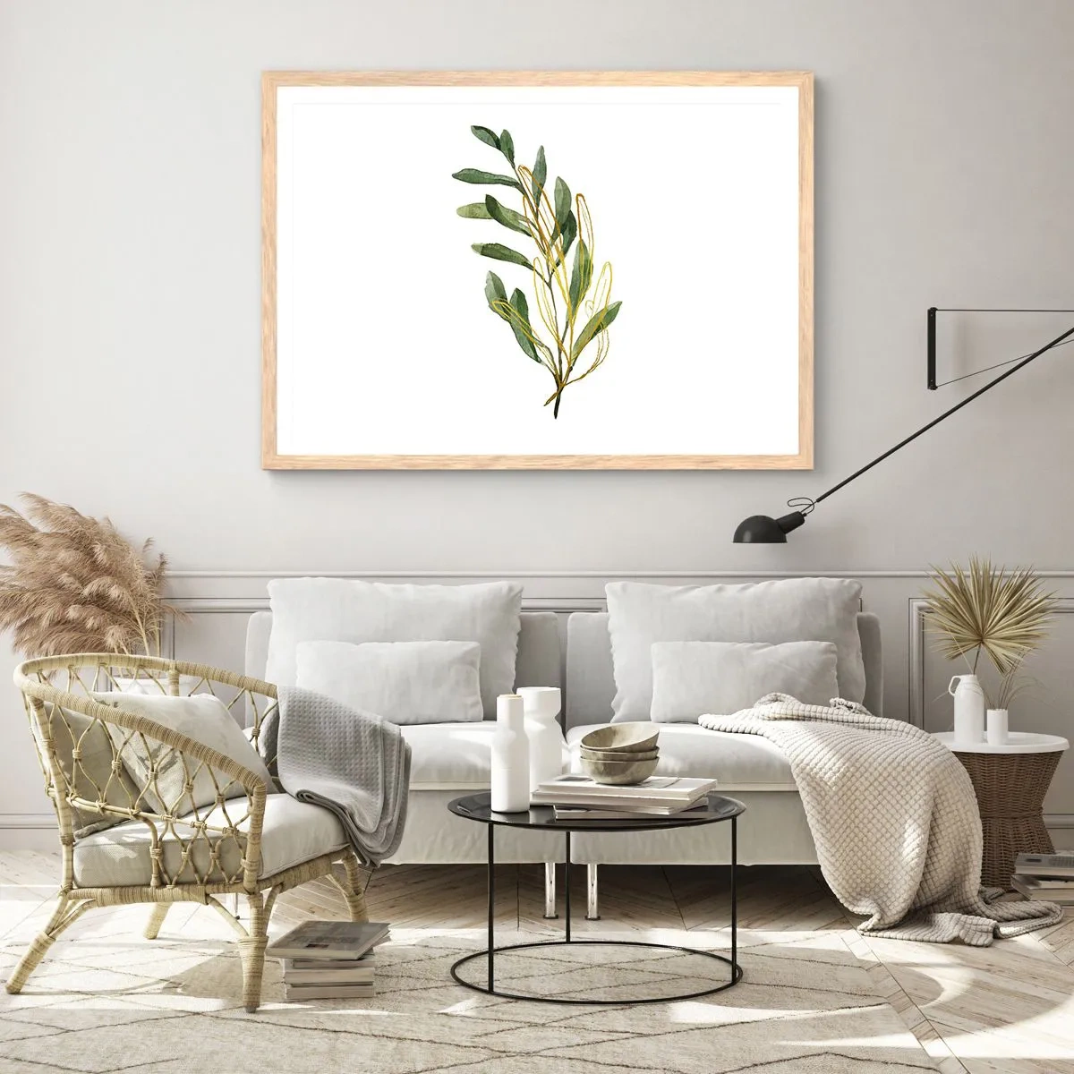 Poster in einem Rahmen aus heller Eiche - Alles was gut ist - 91x61 cm