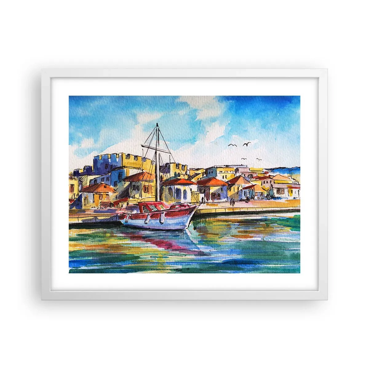 Poster in einem weißen Rahmen - Regenbogennachmittag - 50x40 cm