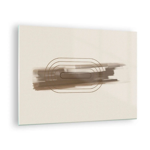 Glasbild - Bild auf glas - Abstraktion in Brauntönen mit minimalistischem Muster - 70x50cm - Ein Hauch von Grau - Moderne Wanddekoration für Wohnzimmer und Schlafzimmer ARTTOR