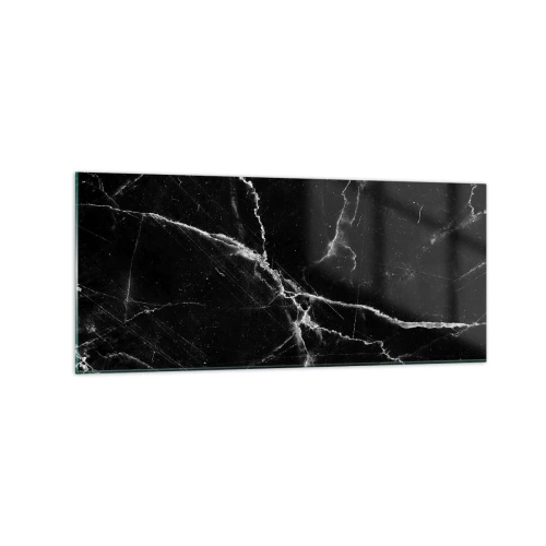 Glasbild - Bild auf glas - Schwarzer Marmor mit weißen Adern im Detail - 120x50cm - Geheimleben des Steins - Moderne Wanddekoration für Wohnzimmer und Schlafzimmer ARTTOR