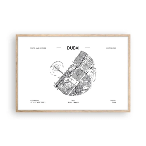 Poster in einem Rahmen aus heller Eiche - Anatomie von Dubai - 91x61 cm