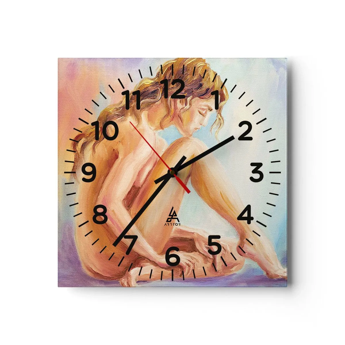 Wanduhr - Glasuhr - Akt der Jugend - 40x40 cm
