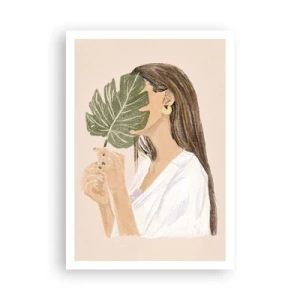 Poster - Geheimnisvolles Porträt mit Fächer - 70x100 cm