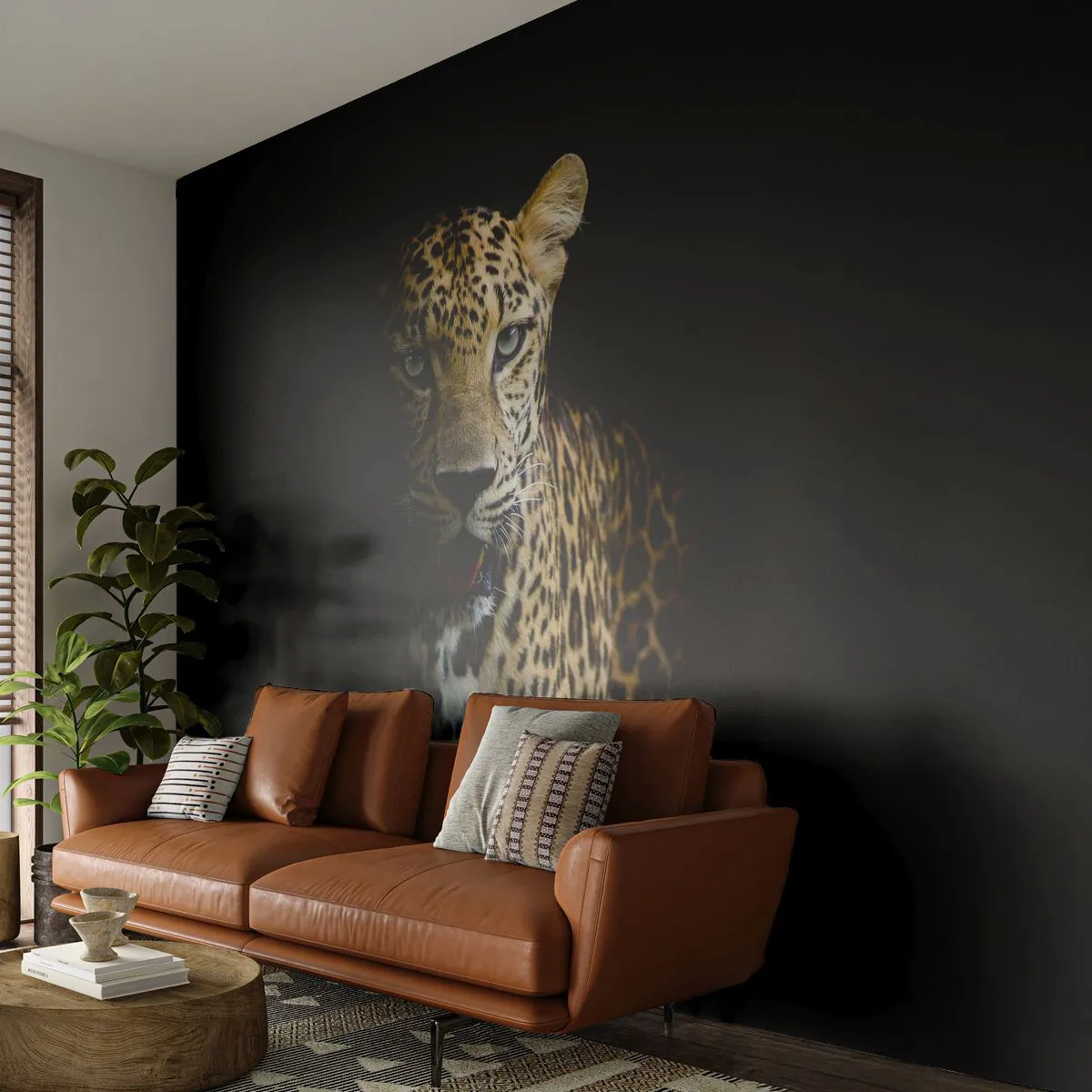 Fototapete Premium Canvas - Dunkle Schönheit - Tiere, Leopard, Wilde Katze - 250x175 cm