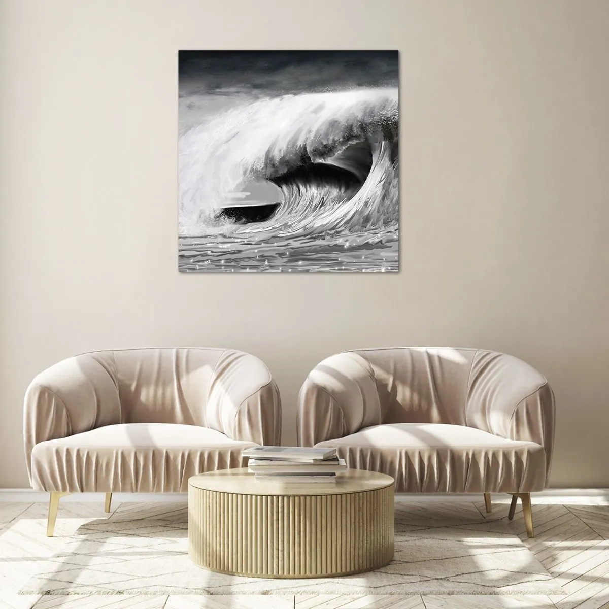 Glasbild - Bild auf glas - Wut des Ozeans - 70x70 cm