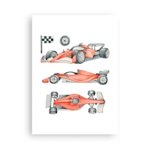 Poster - Aquarell-Illustration eines Rennwagens - 50x70cm - Dem Traum folgen - Moderne Wanddekoration für Wohnzimmer und Schlafzimmer ARTTOR