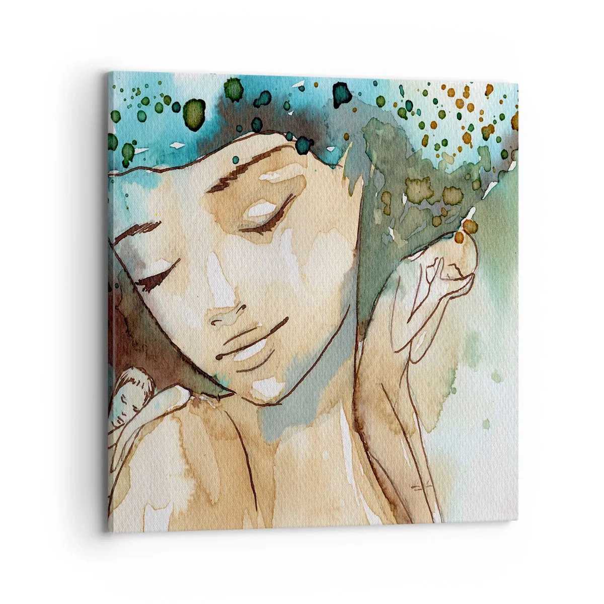 Bild auf Leinwand - Leinwandbild - Dame in Blau - 70x70 cm