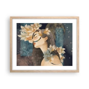Poster in einem Rahmen aus heller Eiche - Ein Märchen über eine Prinzessin mit Lilien - 50x40 cm