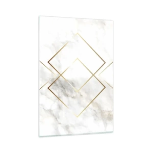 Glasbild - Bild auf glas - Minimalistische goldene Rauten auf Marmorhintergrund - 80x120cm - Ein Blick in die Unendlichkeit - Moderne Wanddekoration für Wohnzimmer und Schlafzimmer ARTTOR