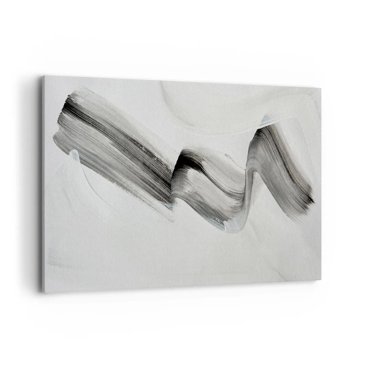 Bild auf Leinwand - Leinwandbild - Abstrakter schwarz-weißer Pinselstrich auf hellem Hintergrund - 100x70cm - Lässig zum Spaß - Moderne Wanddekoration für Wohnzimmer und Schlafzimmer ARTTOR