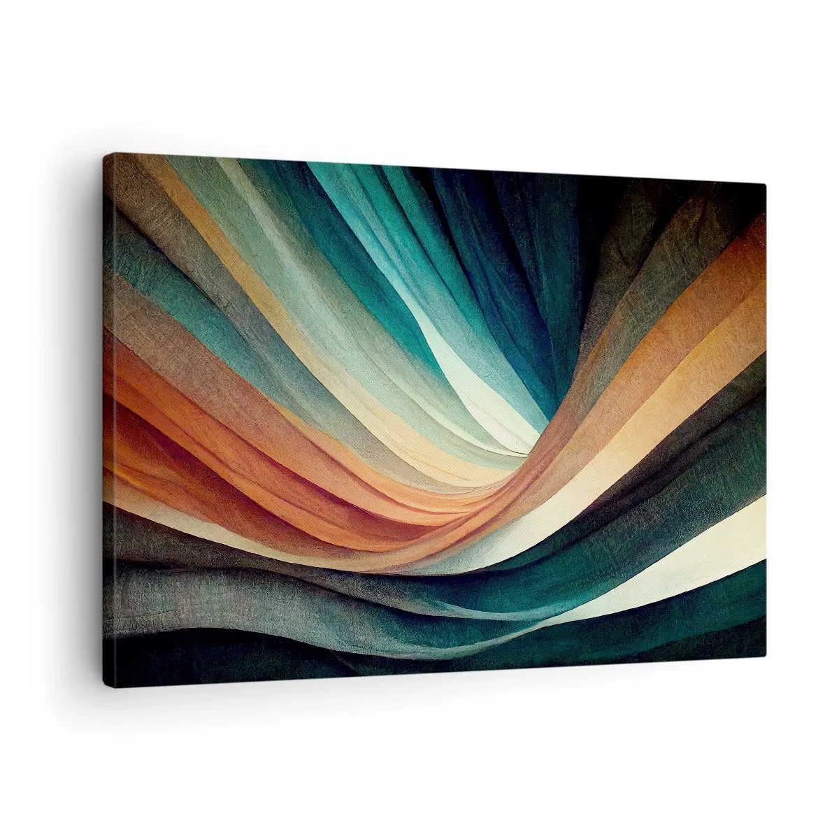 Bild auf Leinwand - Leinwandbild - Abstrakte Wellen in warmen und kühlen Farbtönen - 70x50cm - Aus Farben gewebt - Moderne Wanddekoration für Wohnzimmer und Schlafzimmer ARTTOR