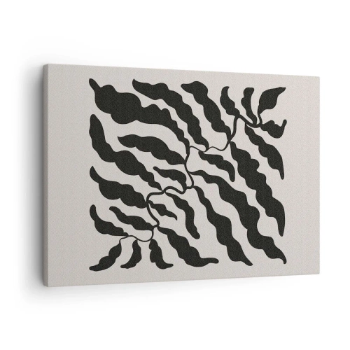 Bild auf Leinwand - Leinwandbild - Zweige mit Blättern in Schwarz auf hellem Hintergrund - 70x50cm - Natur des Quadrats - Moderne Wanddekoration für Wohnzimmer und Schlafzimmer ARTTOR