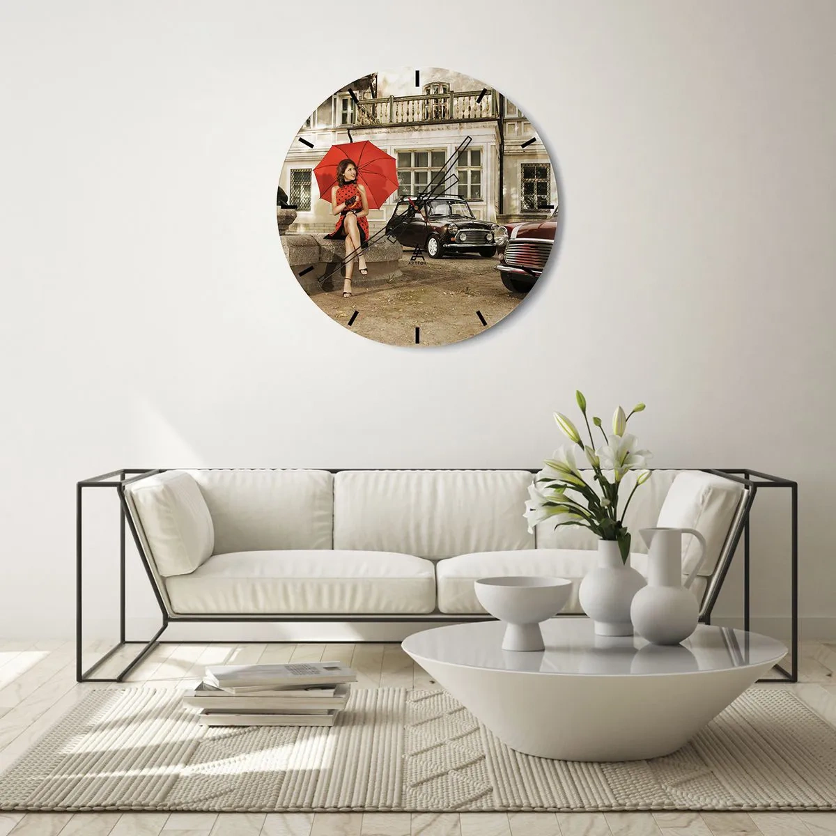 Wanduhr - Glasuhr - Eine sentimentale Minireise - 40x40 cm